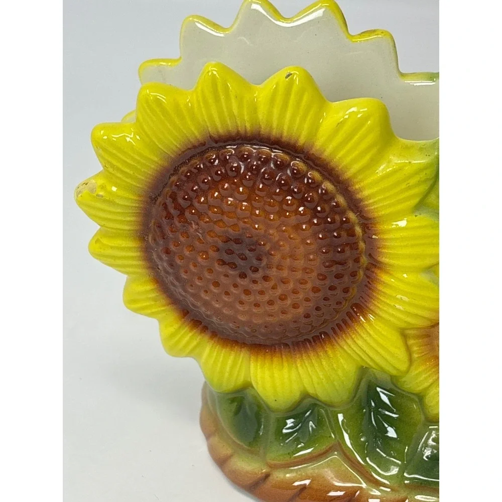 Vintage Ceramic Sunflower Napkin Holder‎ Yellow Floral Kitchen Decor Farmhouse